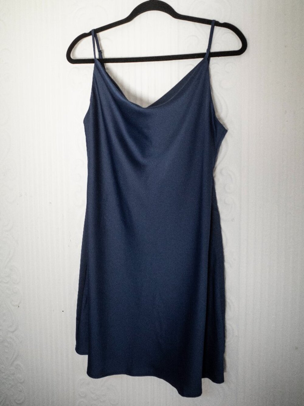 NWT UO Mallory Cowl Neck Slip Dress, Navy, Size L